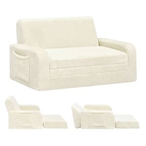Advwin 3-in-1 Kids Loveseat Sofa Toddler Couch Chair & Lounger Beige