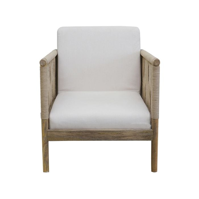 Roomlane Evon Sofa Chair Mango Wood and Jute in Natural Color Cushions
