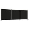 vidaXL 3-Panel Room Divider Black Fabric Privacy Screen Room Separator Folding