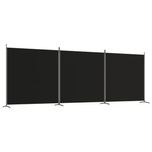 vidaXL 3-Panel Room Divider Black Fabric Privacy Screen Room Separator Folding