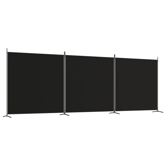 vidaXL 3-Panel Room Divider Black Fabric Privacy Screen Room Separator Folding