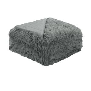 Hotel Living Soft Shaggy Long Hair Blanket Grey Queen