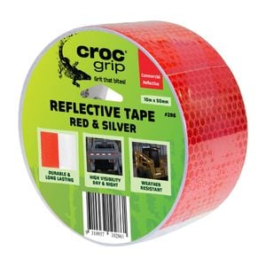 Croc Grip 10m x 50mm White And Red Reflective Safety Tape