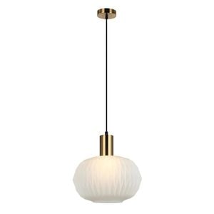 Cla Lighting Papel Interior Pleated Dome Glass Pendant Light Opal Translucent Glass