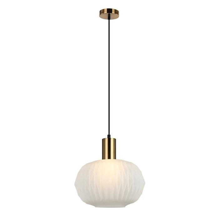 Cla Lighting Papel Interior Pleated Dome Glass Pendant Light Opal Translucent Glass