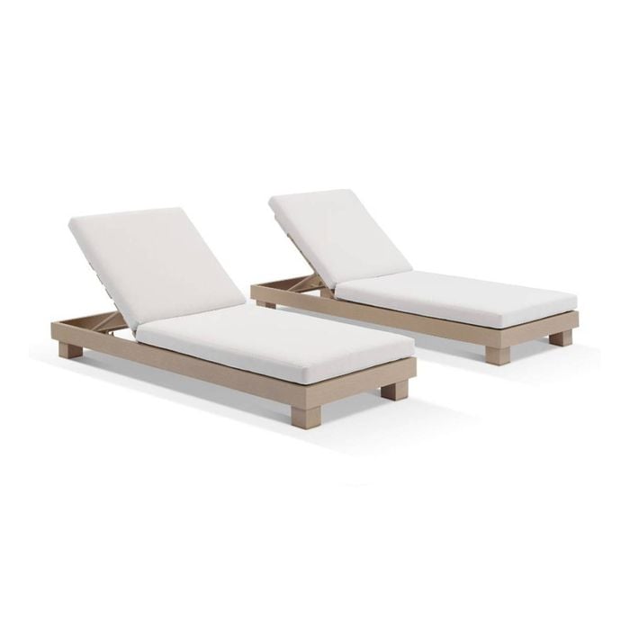 Santorini Sun Lounge Set Cushion Light Oak & Sunbrella Canvas Cushions