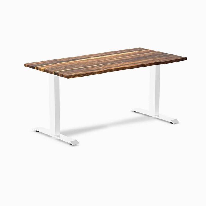 Desky Fixed Height Pheasantwood Hardwood Desk 150x75cm White Leg