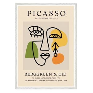 Galrie Stunning Picasso Les Dejeuners Dessins Abstract Art Poster for Home Decor, White Frame, A2 42 x 60cm (16 x 24inch)