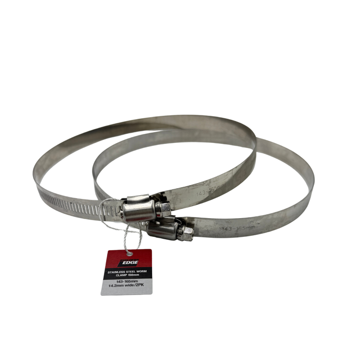 Builders Edge 150mm Stainless Steel Worm Clamp - 2 Pack