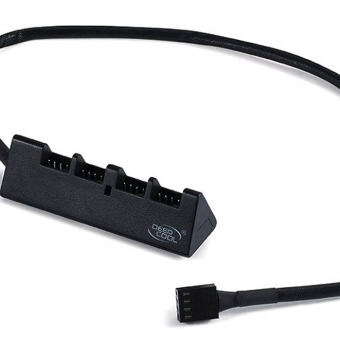 DeepCool FH-04 4 Port Fan Hub, Compatible With 12V 3PIN/4PIN Fans, 550mm, Extend Up To 4 Fans