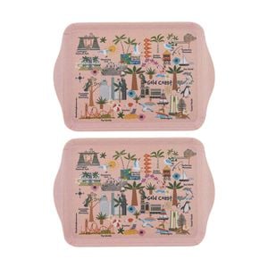 2x 2pc Ashdene Land Down Under Gold Coast Melamine Scatter Tray Peach 21x14.2cm