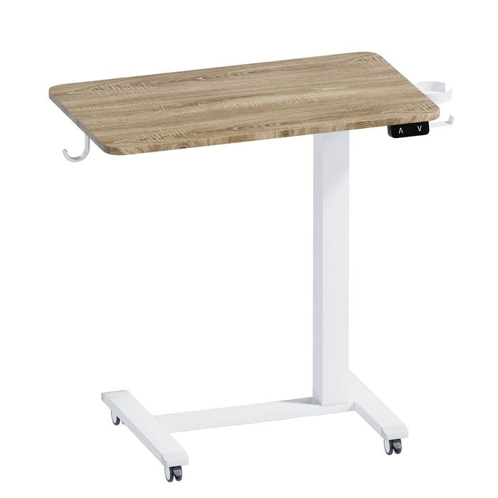 Ufurniture Small Portable Mobile Standing Desk Electric Height Adjustable Table Oak