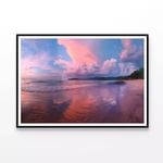 Beautiful Beach & Pink Sky  Print 100% Australian Made 90x60cm  (Poster)