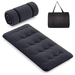 Costway Foldable Floor Mattress Roll Up Mat W/carry Bag 188 X 92cm - Black