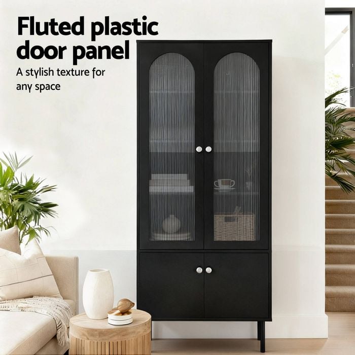 Homfurn Buffet Sideboard Cupboard Cabinet Black Modern Storage Furniture Home Decor