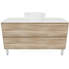 Forme 1200mm Walnut Razor Freestanding Vanity With Myanmar White Stone Top And Atom Above Counter Basin