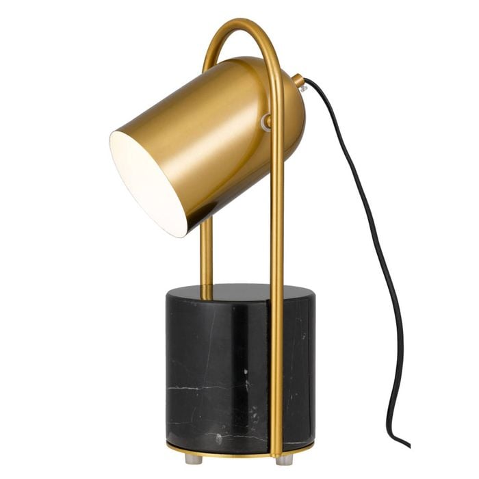 Telbix Fidel Modern Table Desk Lamp Light Marble Metal Black Antique Gold