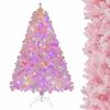 Costway 1.85M Pink Snow Flocked Artificial Christmas Tree 8 Lighting Modes Holiday Party Decor