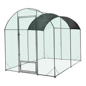 BingoPaw Large Metal Chicken Coop Walk-in Run Outdoor Poultry Cage Pen with Cover 203x302x220cm