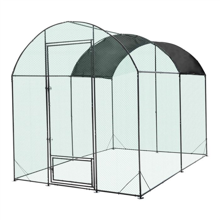 BingoPaw Large Metal Chicken Coop Walk-in Run Outdoor Poultry Cage Pen with Cover 203x302x220cm