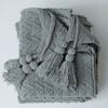 CottonMore Acrylic Chenille Knitted Blanket Herringbone Tassel Throw Rug 130x160cm - Dark Grey