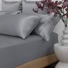 Bedding Co. Fitted Sheet 100% Mulberry Silk 22 Momme Silver Grey Double
