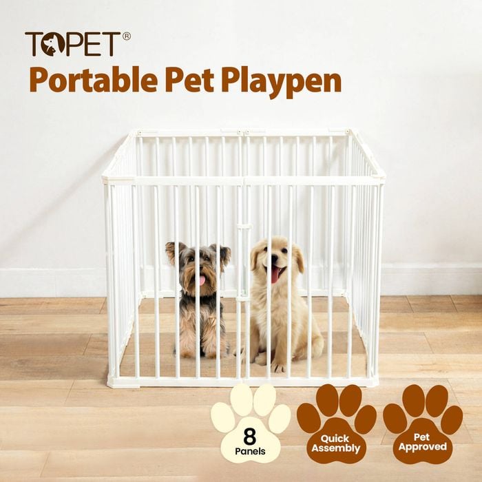 TOPET Pet Dog Playpen Enclosure 8 Panel Puppy Exercise Cage Cat Rabbit Play Pen