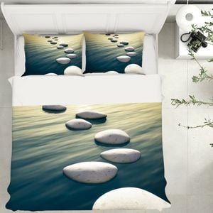 3D River Stones 218 Bed Pillowcases Quilt King Size
