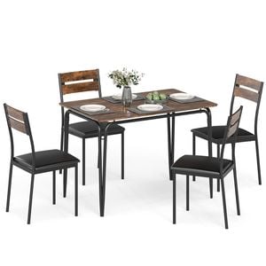 Costway 5pcs Kitchen Dining Table Set W/4 Ergonomic Back Chair