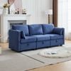 Homfurn 3 Seater Modular Sectional Sofa with Storage, Blue