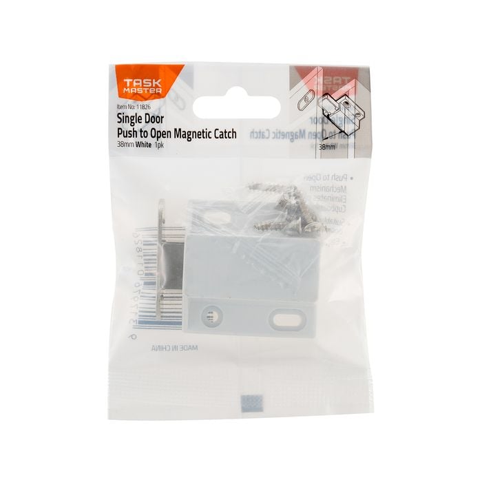 Taskmaster 38mm White Push To Open Magnetic Door Catch