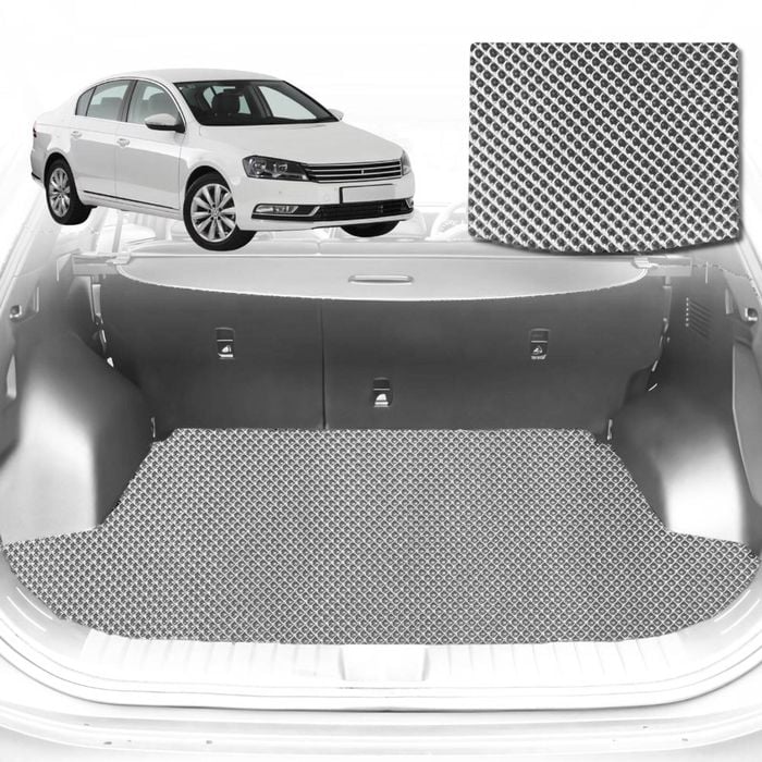 6D Diamond Car Boot Mat for VolksWagen Passat (B8)2015-Current-Sedan-Cargo Mat-Grey-Outback GT