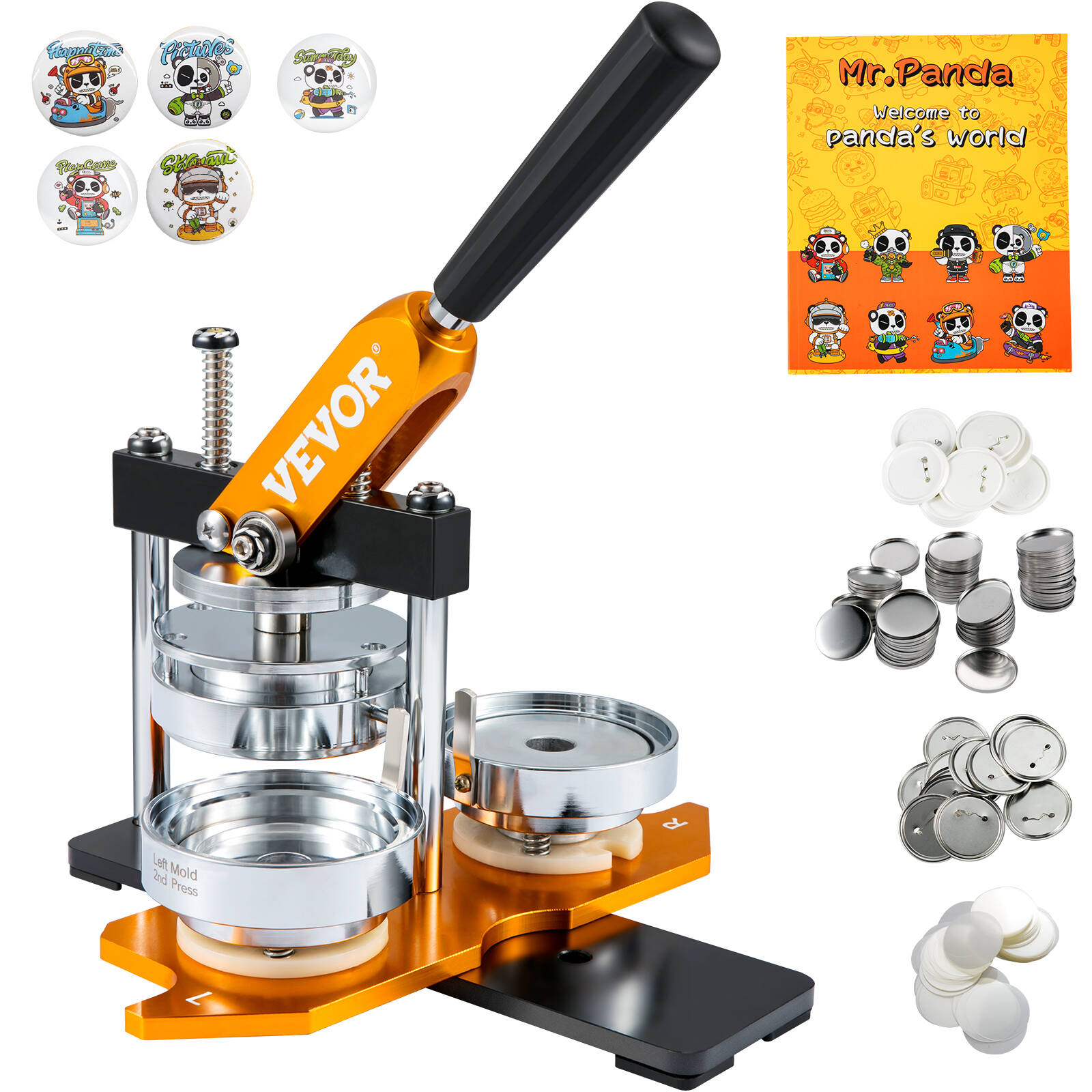 VEVOR 75 MM Button Maker Machine Golden Badge Punch Press Kit with 500pcs Parts product image