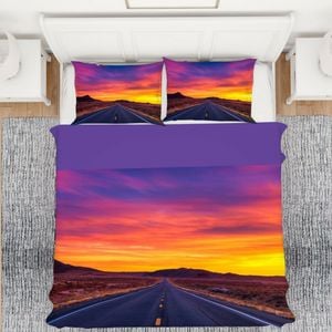 3D Sunset Highway 334 Bed Pillowcases Quilt King Size
