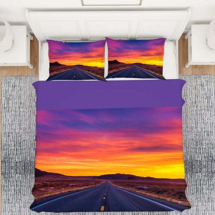 3D Sunset Highway 334 Bed Pillowcases Quilt King Size
