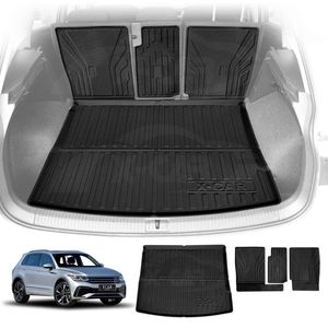 Boot Liner Set For Volkswagen Vw Tiguan 2016-2024 All Weather Heavy Duty Car Trunk Back Seat Protector Cargo Kick Mats