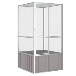 vidaXL Bird Cage Grey Galvanised Steel Parrot Pigeon Cage Bird House Aviary