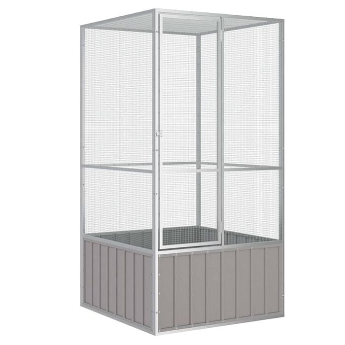 vidaXL Bird Cage Grey Galvanised Steel Parrot Pigeon Cage Bird House Aviary