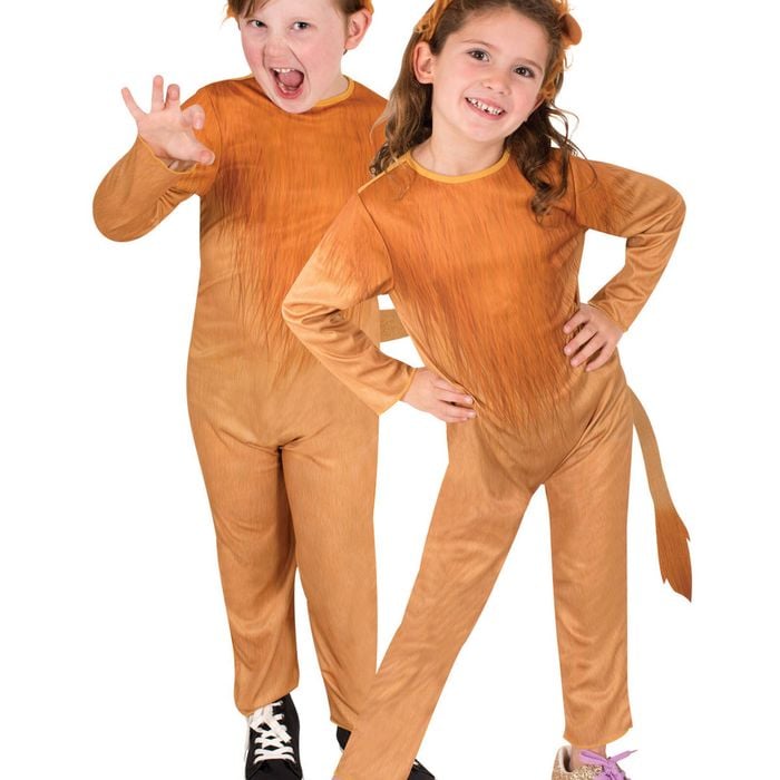 King of the Jungle Lion Halloween Costume for Kids – Jumpsuit with Tail &amp; Headband, Brown Colour, 3-5 Years