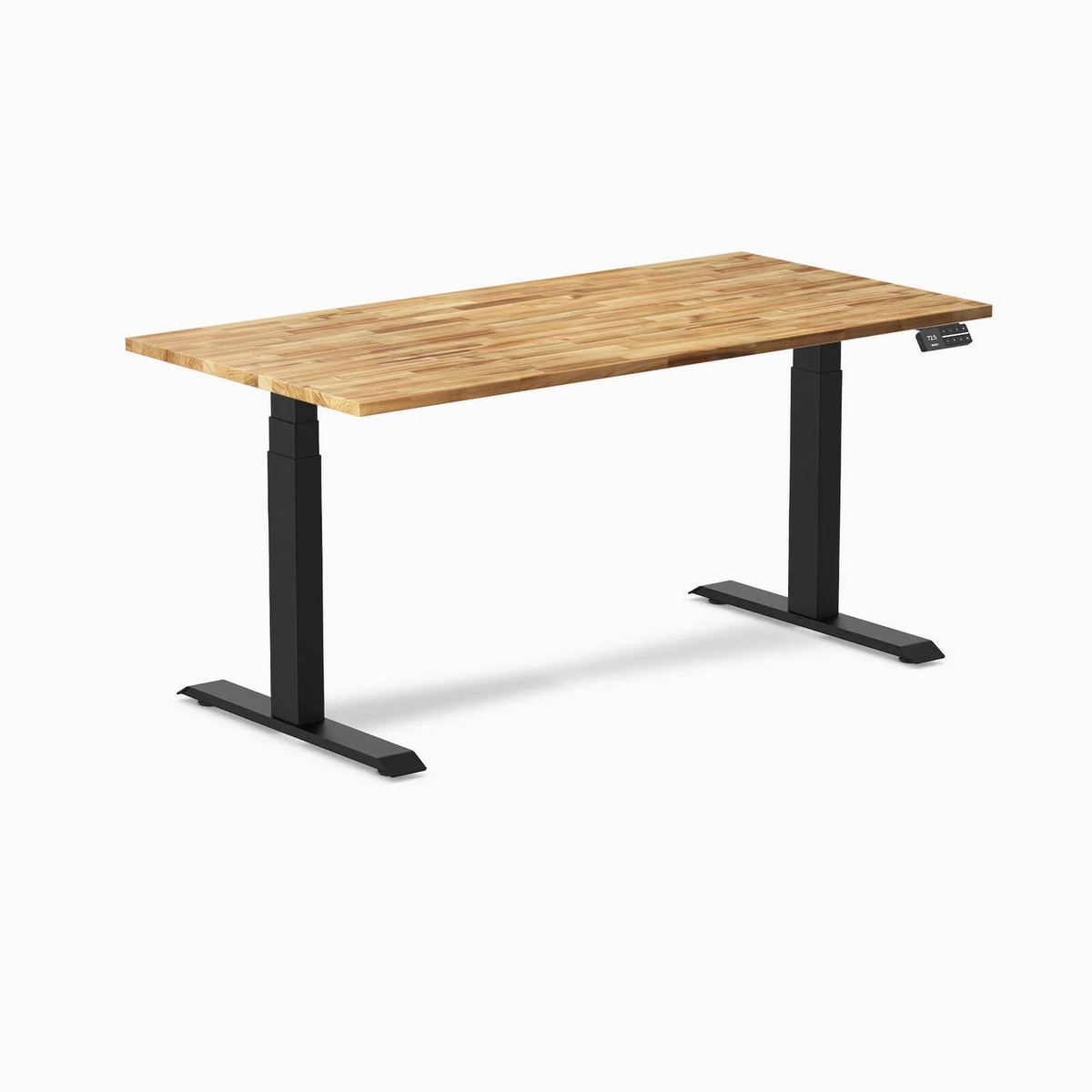 Desky Dual Hardwood Sit Stand Desk Matte Black Frame 150cm - Acacia ...