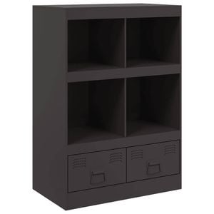 vidaXL Highboard Tall Cupboard Sideboard Storage Cabinet Living Room Black Steel