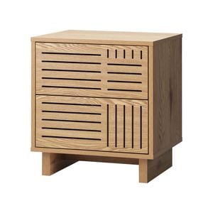Oikiture Bedside Table 2 Drawers Side Tables Nightstand Storage Cabinet Natural