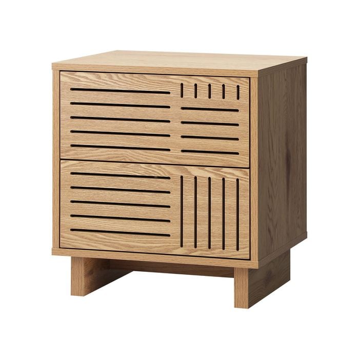 Oikiture Bedside Table 2 Drawers Side Tables Nightstand Storage Cabinet Natural