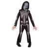 Kids Skeleton Halloween Costume Jumpsuit with Hood and Skull Mask Halloween Outfit, 6-8 Years