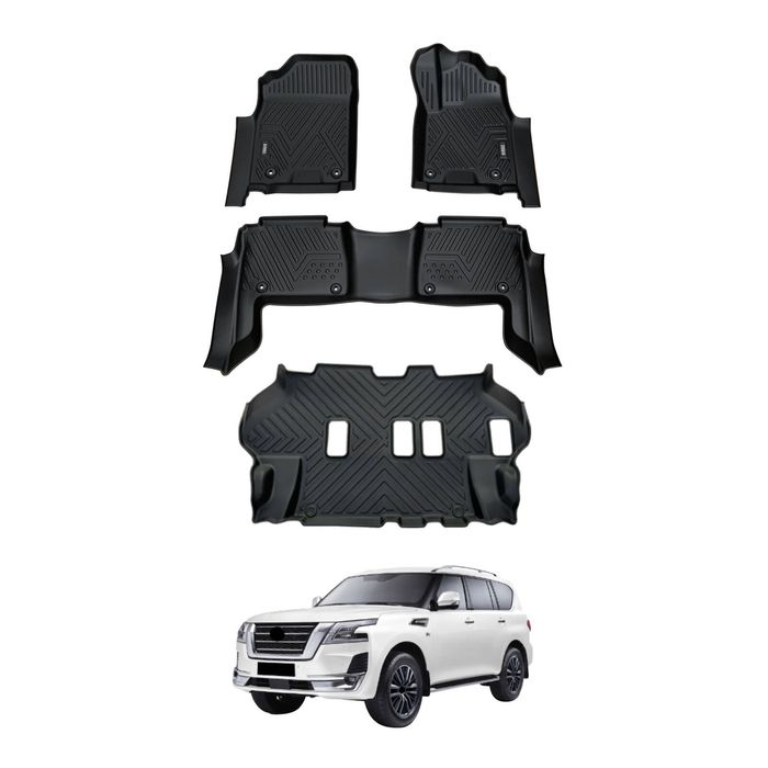 AUSGO 3-Row Set Car Floor Mats for Nissan Patrol Y62 2012-Onwards Floor Liners