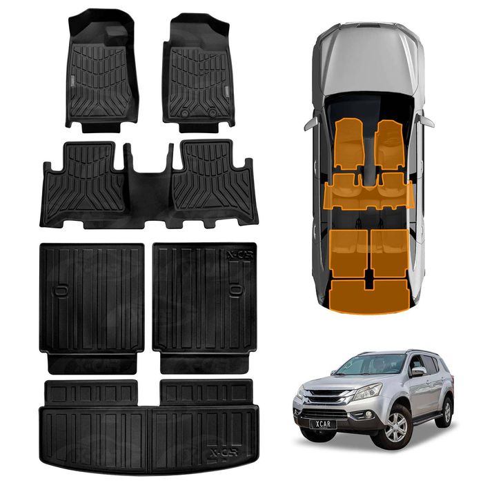 3D Floor Mats Boot Liners Set for Isuzu MU-X MUX 2013-2021  Cargo Car Trunk Luggage Tray
