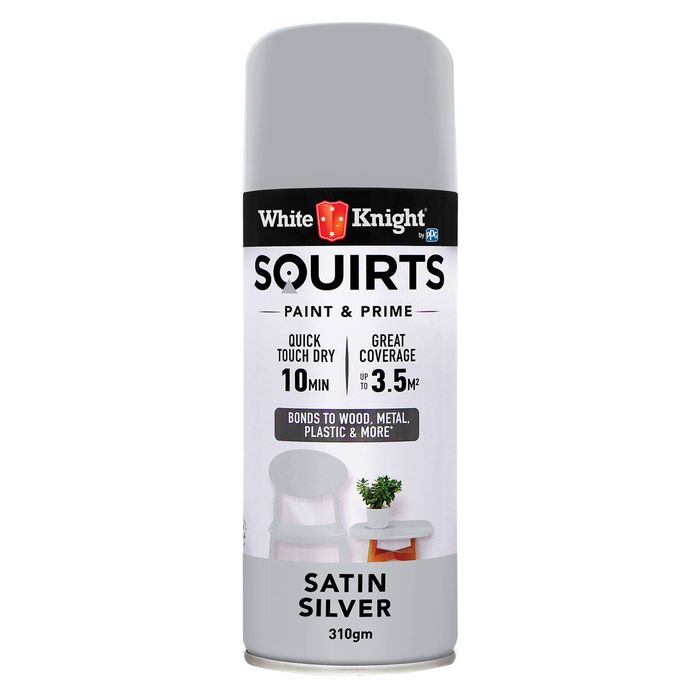 White Knight 310g Silver Satin Squirts Spray Paint