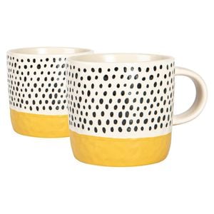 Nicola Spring Dipped Spot Stoneware Coffee Mugs - 385ml - Pack of 2