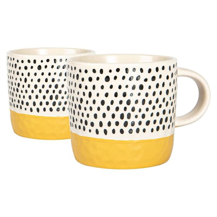 Nicola Spring Dipped Spot Stoneware Coffee Mugs - 385ml - Pack of 2