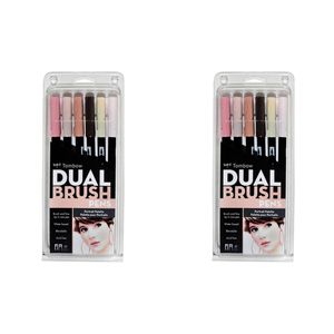 2x 6pc Tombow Dual Brush/fine Pen Marker Water-based Sketching/drawing Portrait